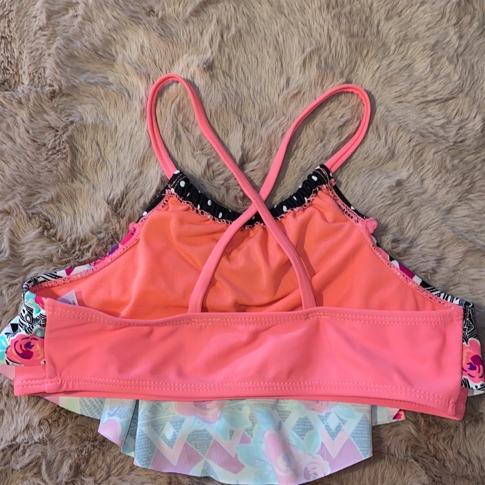 Wonder Nation M (7-8) girls 2-piece bikini swimsuit black pink neon green white‌ - Picture 12 of 13